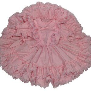 Vintage Miss Quality Pageant Dress 6X Pink Lace Ruffled Frilly Coquette Babydoll
